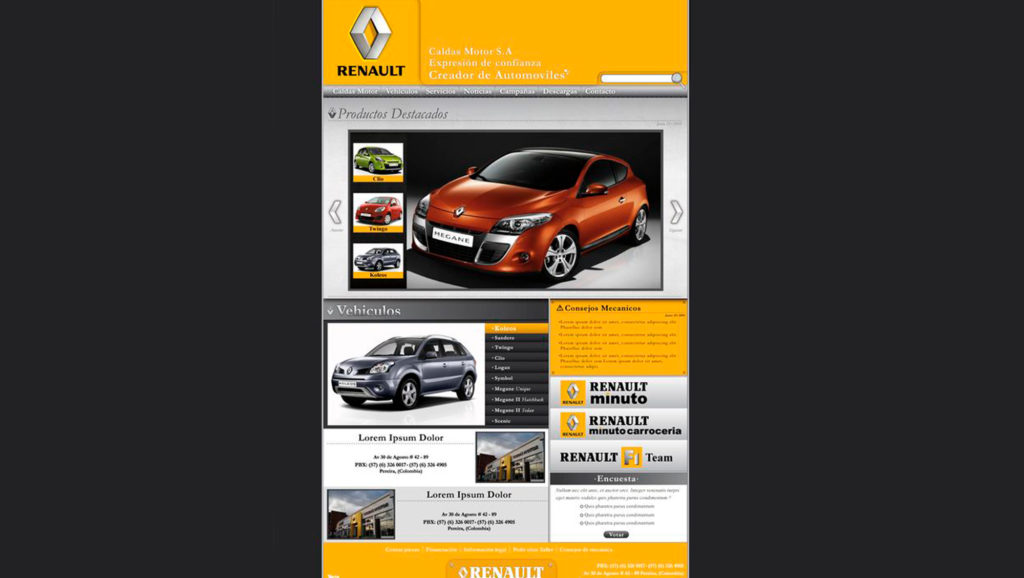 Diseño de página web para Renault