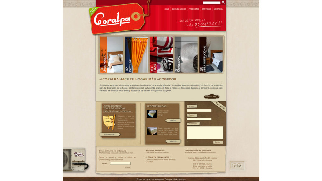 Diseño de la página web para Coralpa