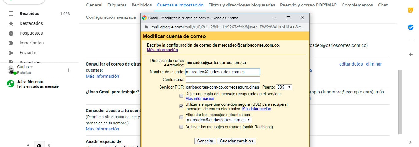Configurar Gmail como correo corporativo