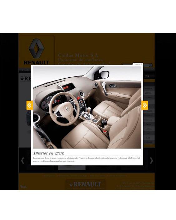 diseño y desarrollo del website de Renault Caldas Motor 