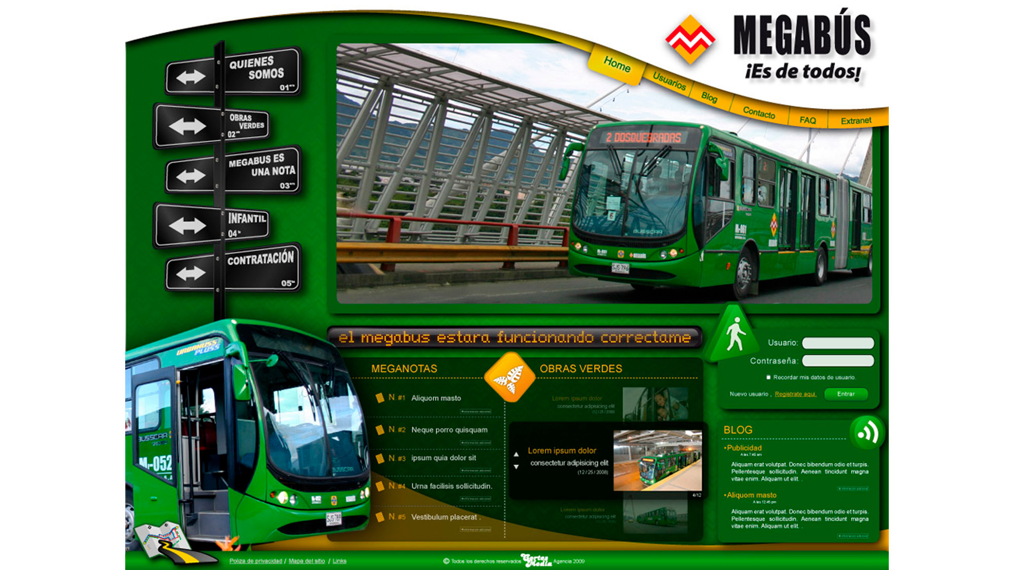 Diseño de la página web para Megabús